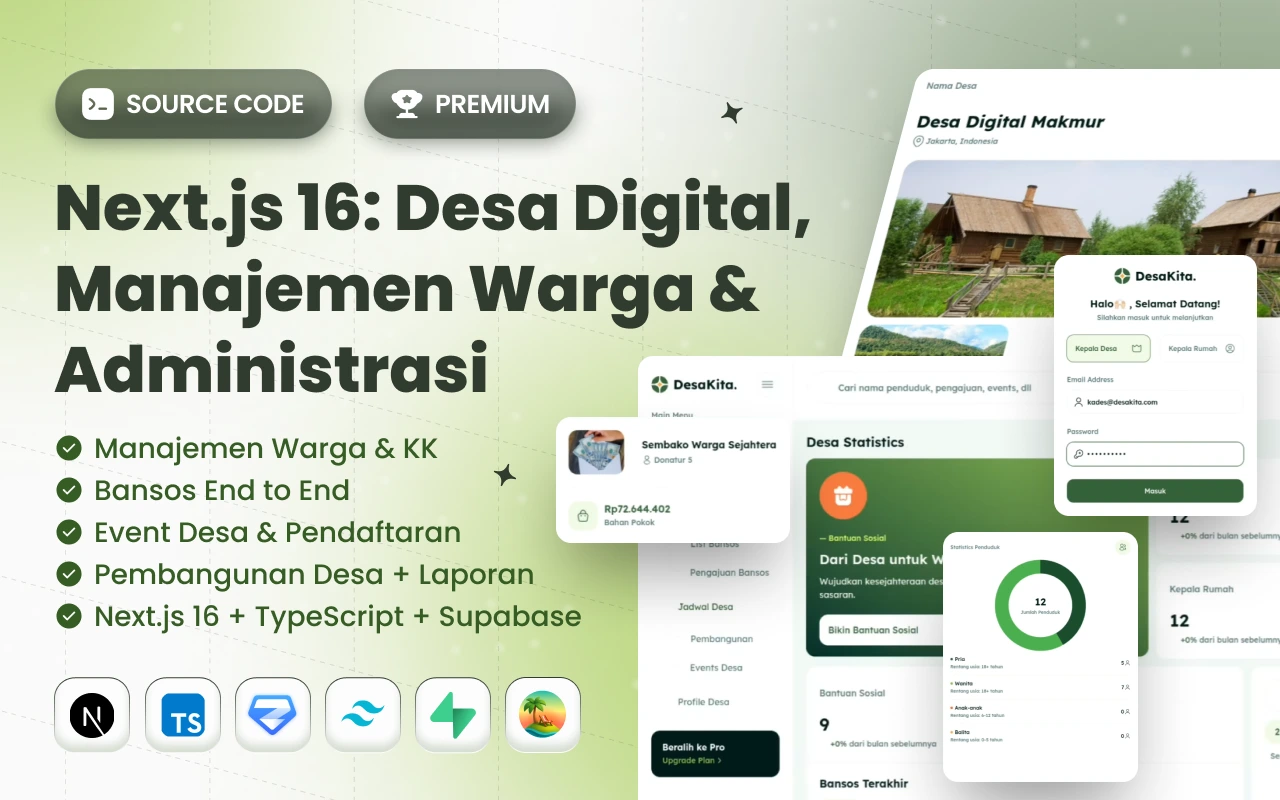 Kelas Source Code Next.js 16: Desa Kita (Desa Digital) Manajemen Warga & Layanan Desa di BuildWithAngga